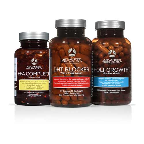 Complete 3 Part Hair Growth Nutraceutical Package dht control, inhibitor, efa, ultra growth hair vitamin