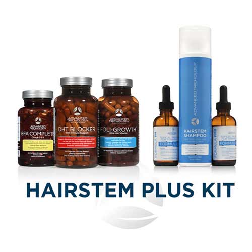 The HairStem Plus Kit hair loss shampoo, ovation, hair loss, topicals, anti bacterial, anti dandruff, hair growth kit, hair loss treatment kit, gaunitz hair sciences, evolution hair centers